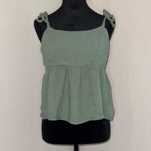 Old Navy Tie Strap Waist-Defined Swing Cami Sage Green Women's Size Small Preppy